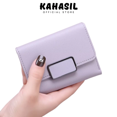 KAHASIL - Dompet Lipat Wanita Pendek Mini Kecil Bahan Kulit PU Leather KHDP50